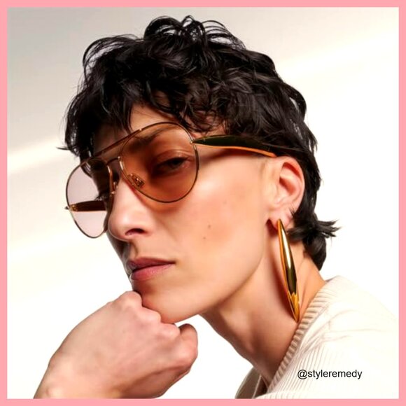 Oversized Metal Aviator Sunglasses with UV Protection, Adjustable Nose Pads main image 5